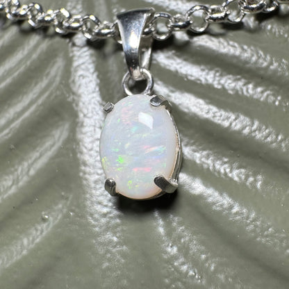 'Lake Eyre Glow' ~ Handcrafted 0.8ct Solid Coober Pedy Opal Sterling Silver Pendant Necklace