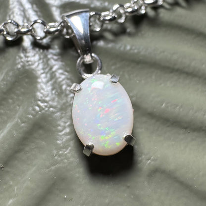 'Lake Eyre Glow' ~ Handcrafted 0.8ct Solid Coober Pedy Opal Sterling Silver Pendant Necklace