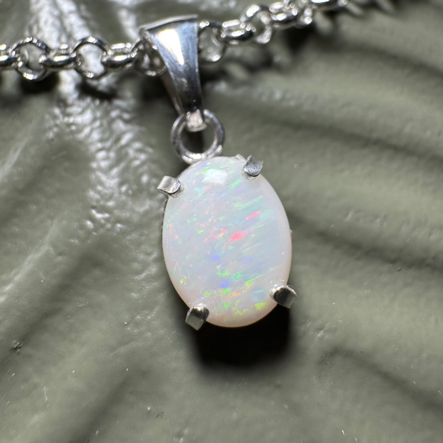 'Lake Eyre Glow' ~ Handcrafted 0.8ct Solid Coober Pedy Opal Sterling Silver Pendant Necklace