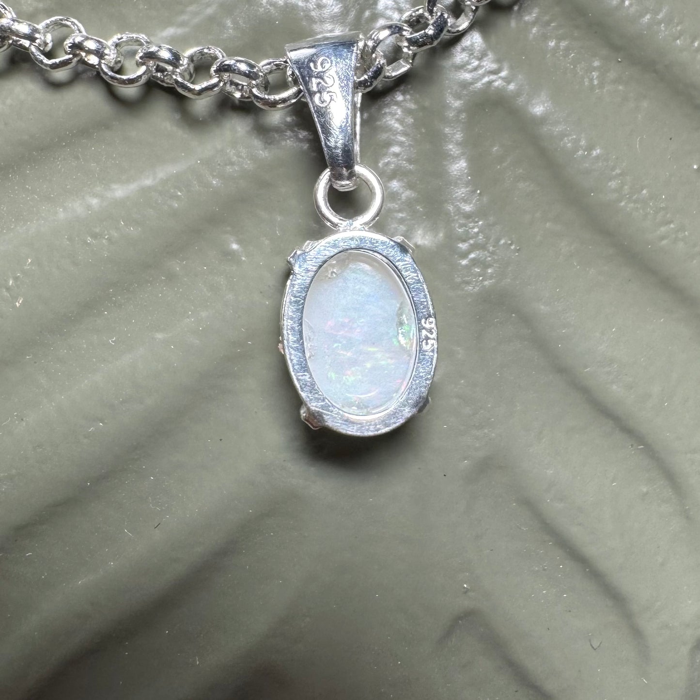 'Lake Eyre Glow' ~ Handcrafted 0.8ct Solid Coober Pedy Opal Sterling Silver Pendant Necklace