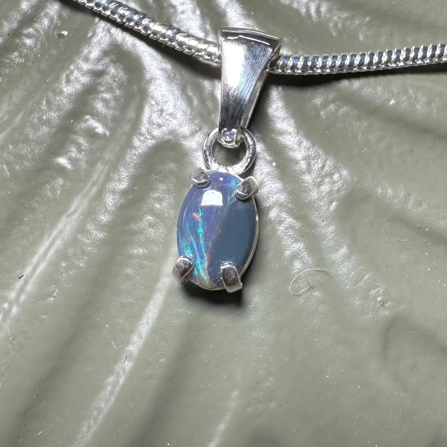 'Great Barrier Radiance' ~ Handcrafted 0.6ct Solid Lightning Ridge Opal Sterling Silver Pendant