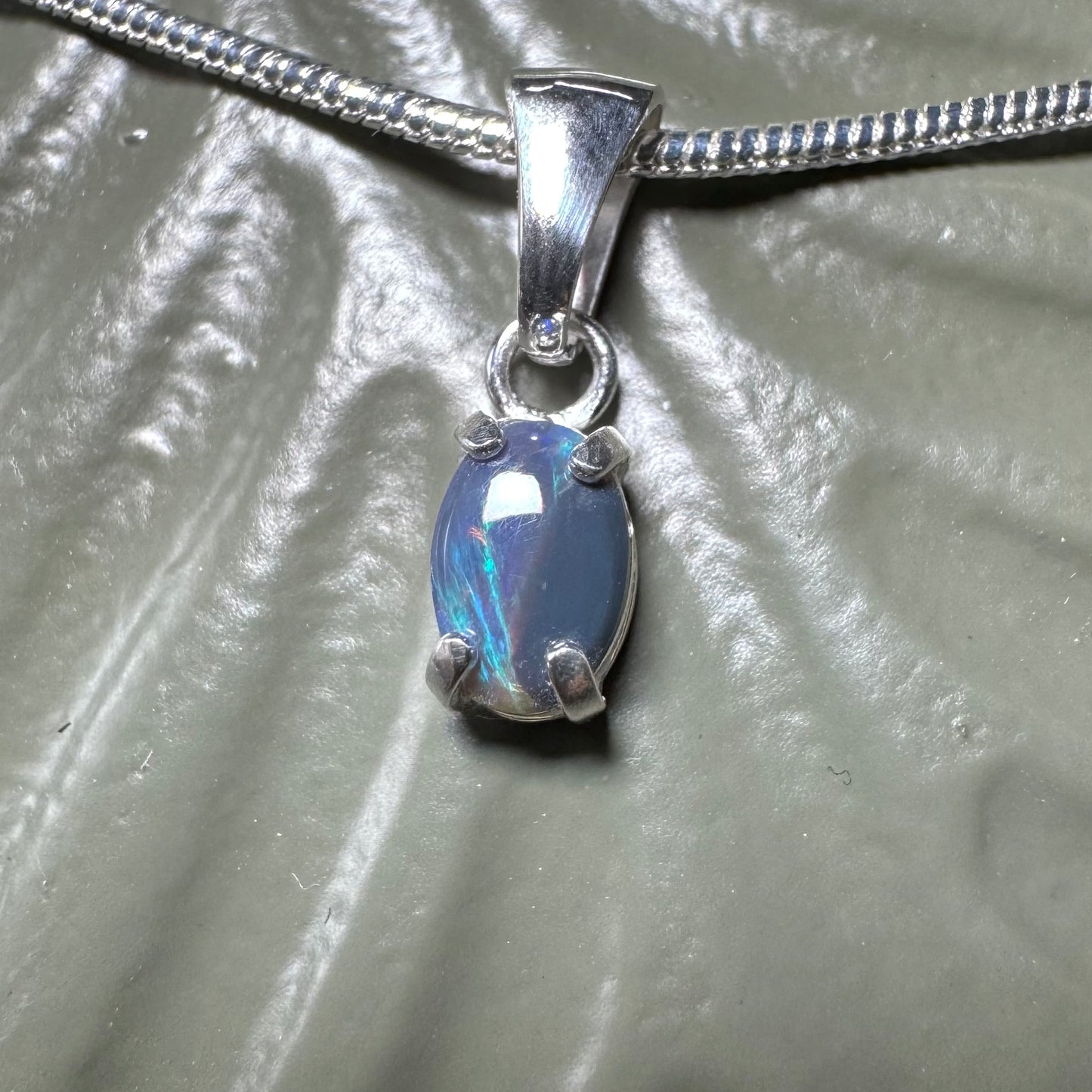 'Great Barrier Radiance' ~ Handcrafted 0.6ct Solid Lightning Ridge Opal Sterling Silver Pendant