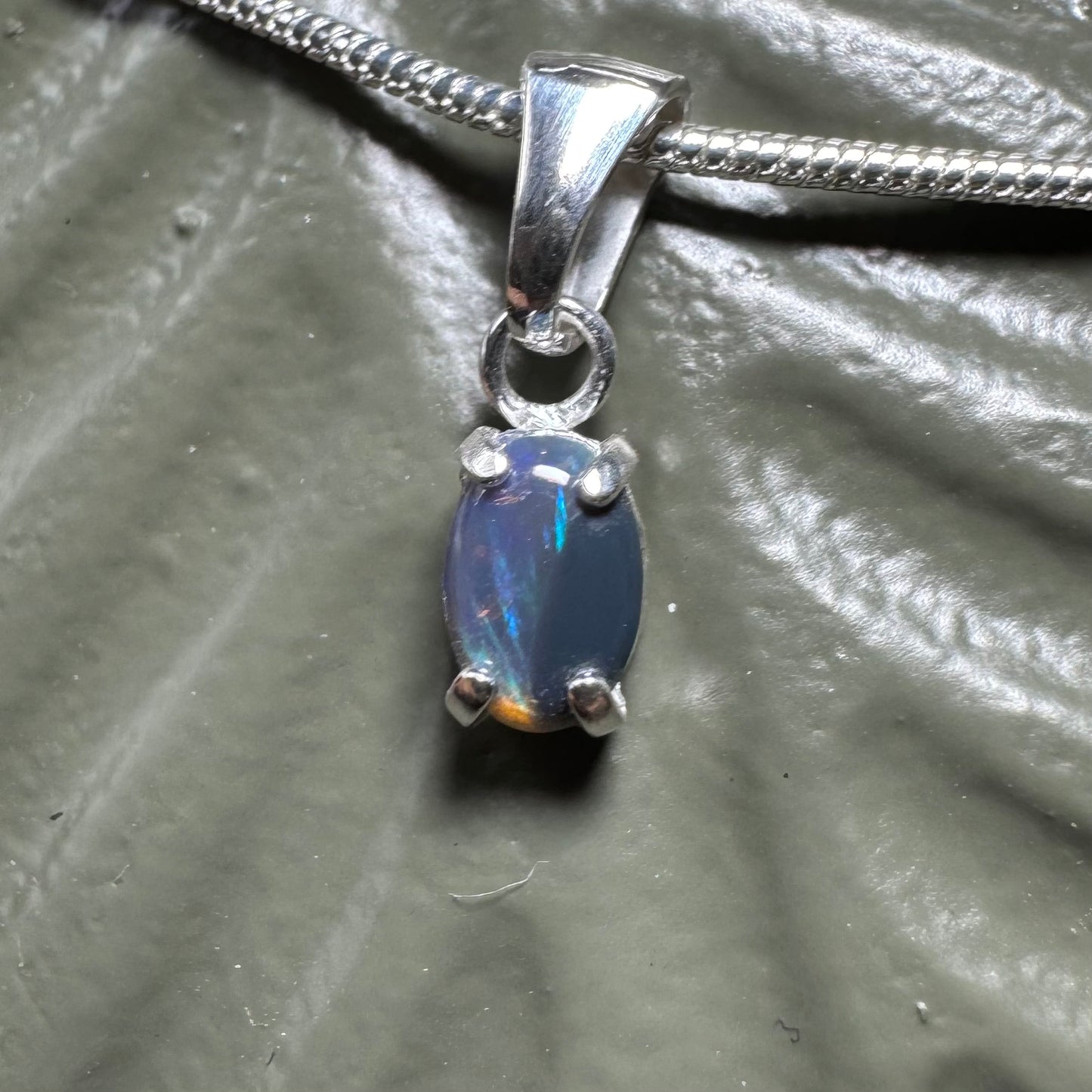 'Great Barrier Radiance' ~ Handcrafted 0.6ct Solid Lightning Ridge Opal Sterling Silver Pendant