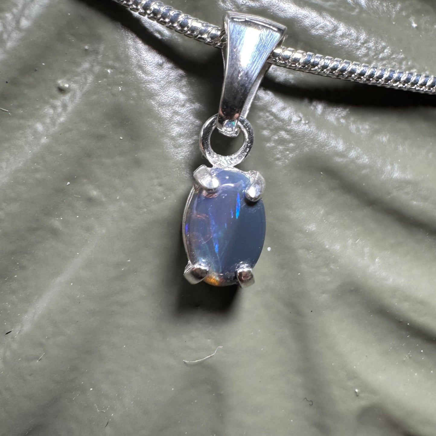 'Great Barrier Radiance' ~ Handcrafted 0.6ct Solid Lightning Ridge Opal Sterling Silver Pendant