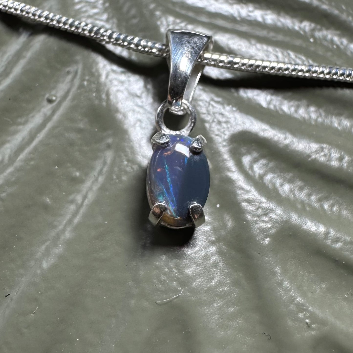 'Great Barrier Radiance' ~ Handcrafted 0.6ct Solid Lightning Ridge Opal Sterling Silver Pendant