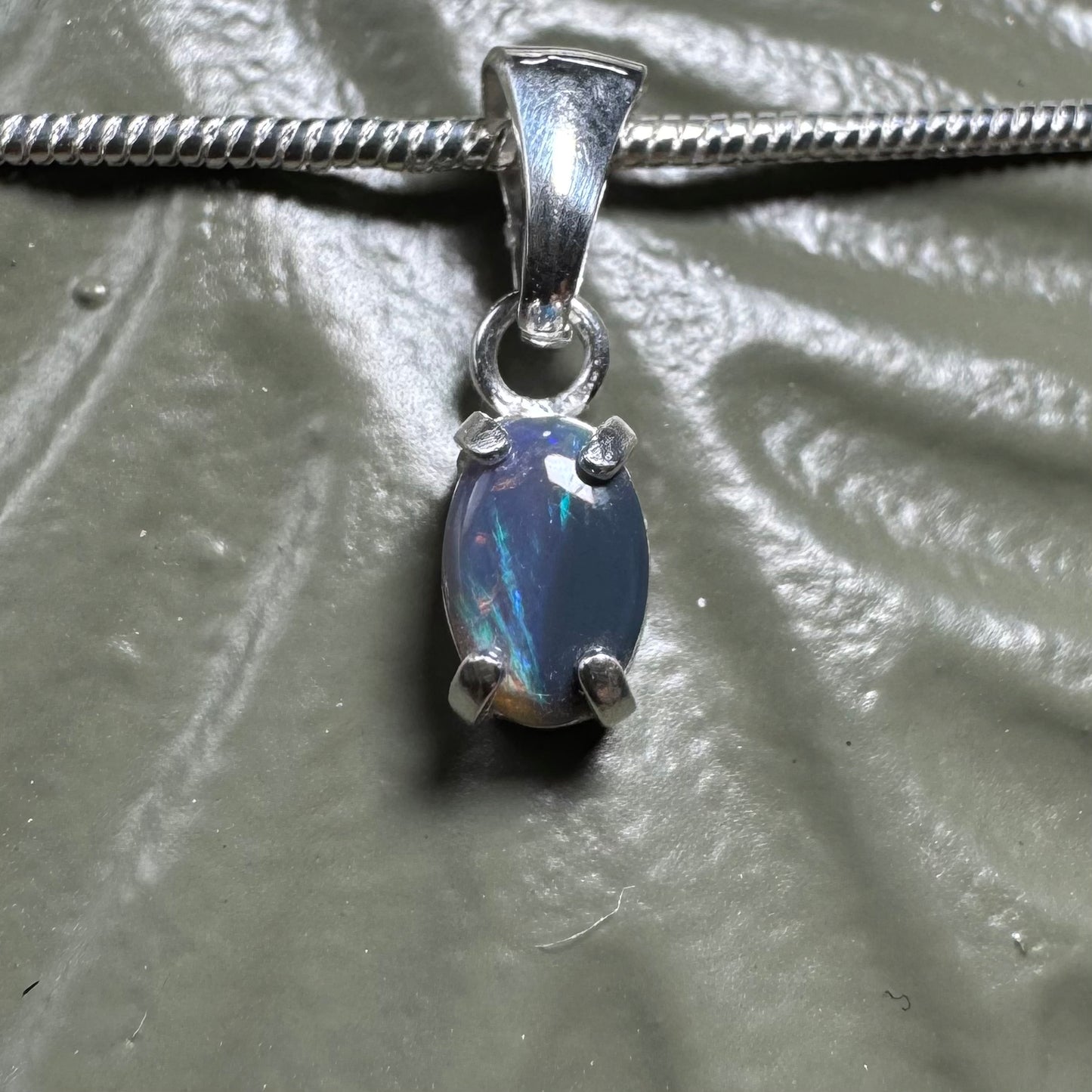 'Great Barrier Radiance' ~ Handcrafted 0.6ct Solid Lightning Ridge Opal Sterling Silver Pendant