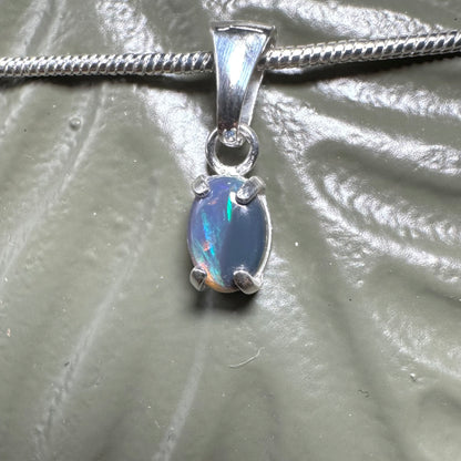 'Great Barrier Radiance' ~ Handcrafted 0.6ct Solid Lightning Ridge Opal Sterling Silver Pendant