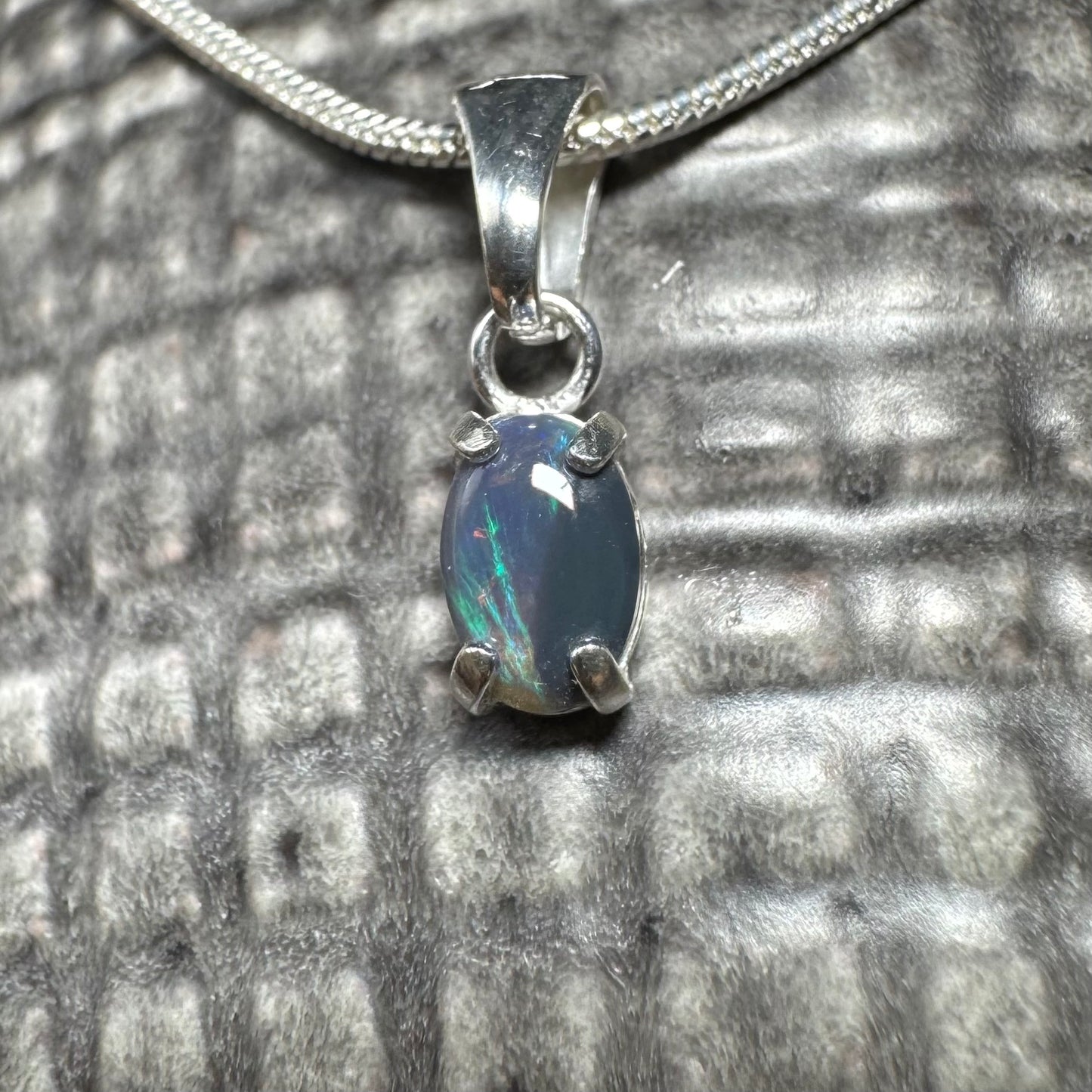 'Great Barrier Radiance' ~ Handcrafted 0.6ct Solid Lightning Ridge Opal Sterling Silver Pendant