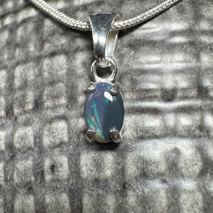 'Great Barrier Radiance' ~ Handcrafted 0.6ct Solid Lightning Ridge Opal Sterling Silver Pendant