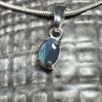 'Great Barrier Radiance' ~ Handcrafted 0.6ct Solid Lightning Ridge Opal Sterling Silver Pendant