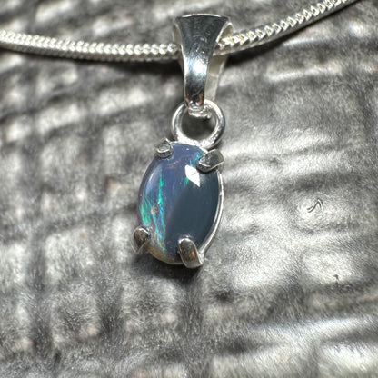 'Great Barrier Radiance' ~ Handcrafted 0.6ct Solid Lightning Ridge Opal Sterling Silver Pendant