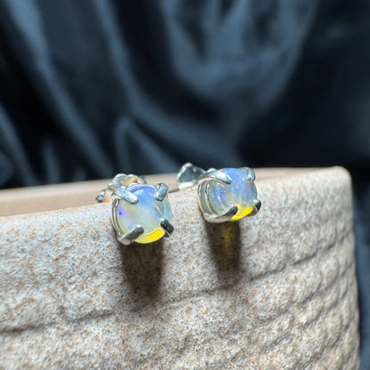 'Bungle Bungle Glow' ~ Handcrafted 0.7ct Solid Lightning Ridge Opal Earrings