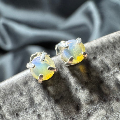 'Bungle Bungle Glow' ~ Handcrafted 0.7ct Solid Lightning Ridge Opal Earrings