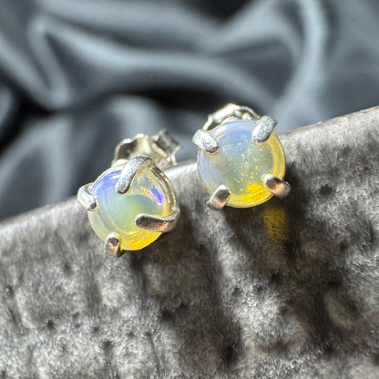 'Bungle Bungle Glow' ~ Handcrafted 0.7ct Solid Lightning Ridge Opal Earrings