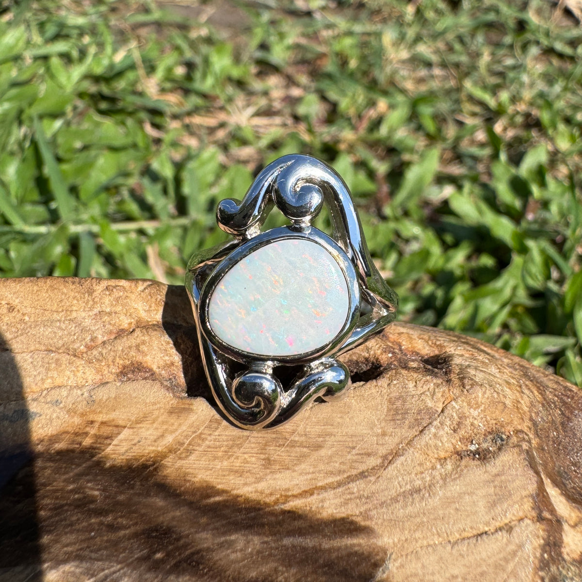 1.3ct Coober Pedy Opal Ring ~ 'Cooktown Colour' | 925 Sterling Silver | Solid Australian Opal