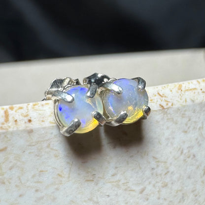 'Bungle Bungle Glow' ~ Handcrafted 0.7ct Solid Lightning Ridge Opal Earrings