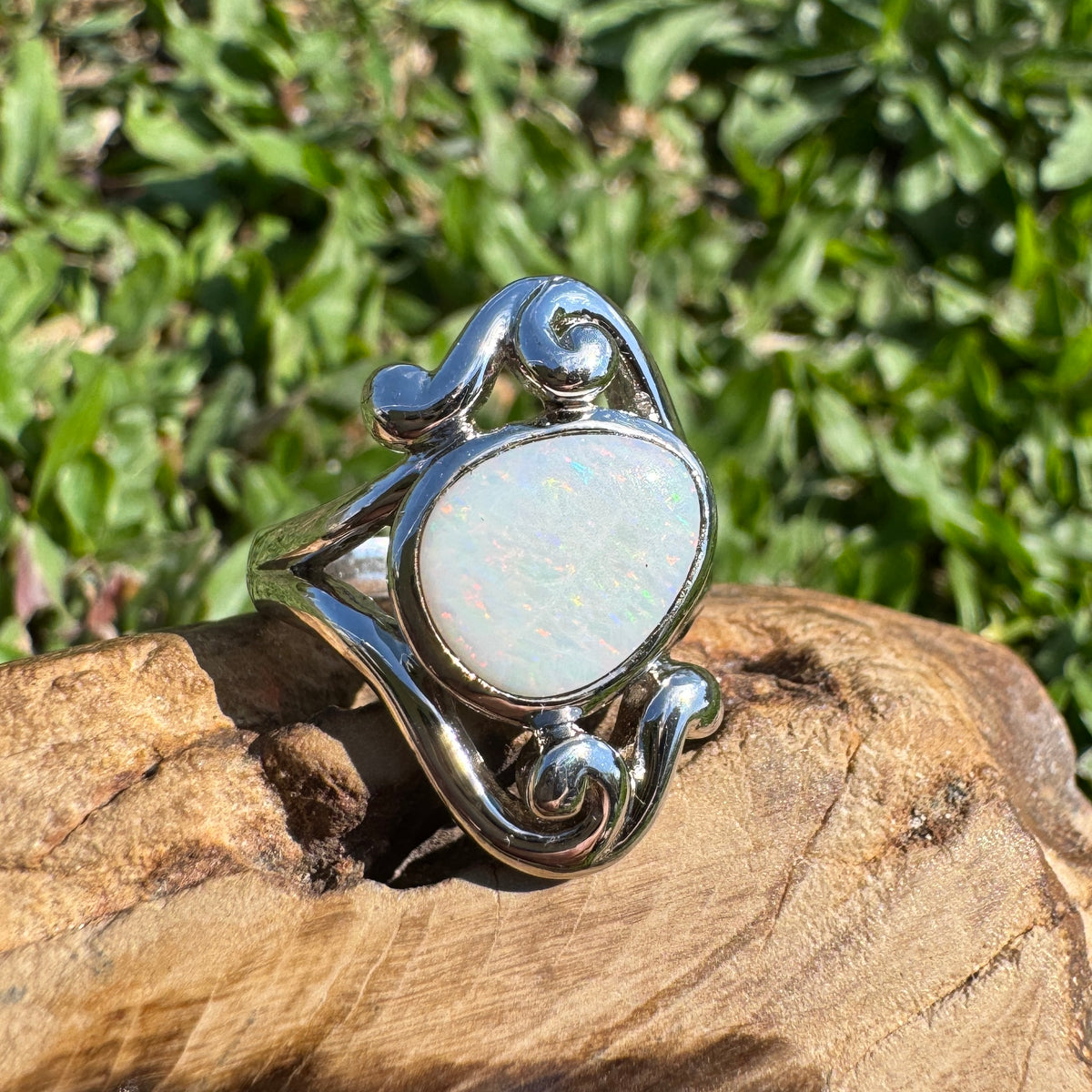 1.3ct Coober Pedy Opal Ring ~ 'Cooktown Colour' | 925 Sterling Silver | Solid Australian Opal