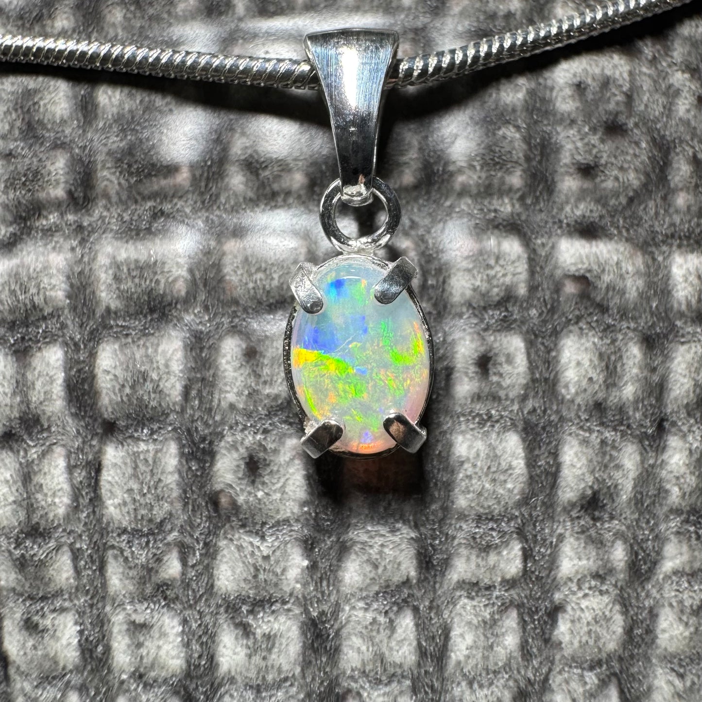 'Reef Radiance' ~ Handcrafted 0.6ct Solid Lightning Ridge Opal Sterling Silver Pendant