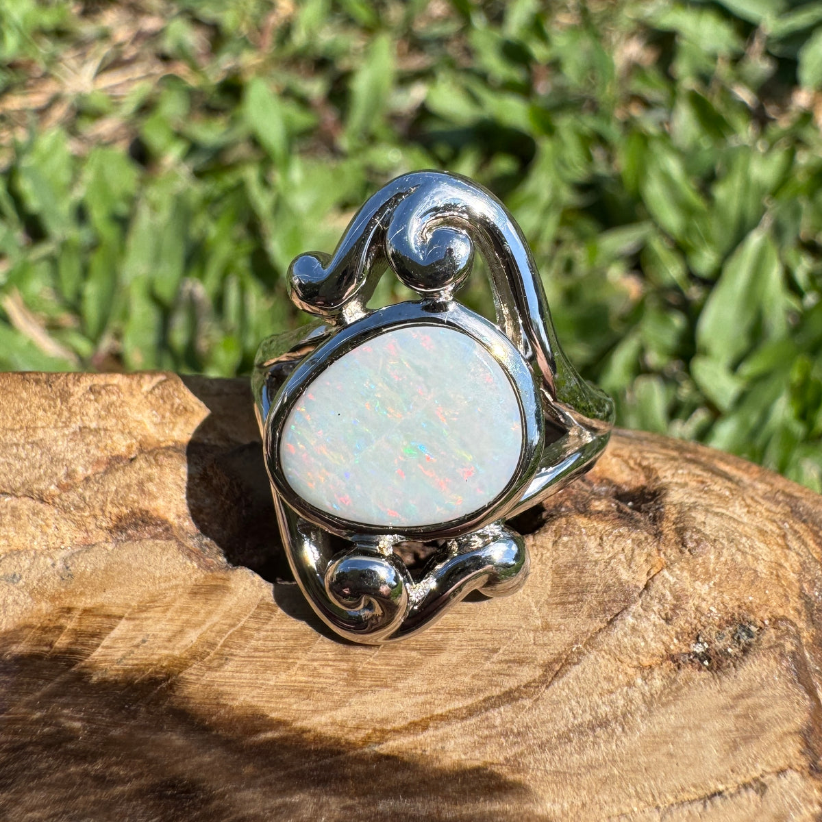 1.3ct Coober Pedy Opal Ring ~ 'Cooktown Colour' | 925 Sterling Silver | Solid Australian Opal