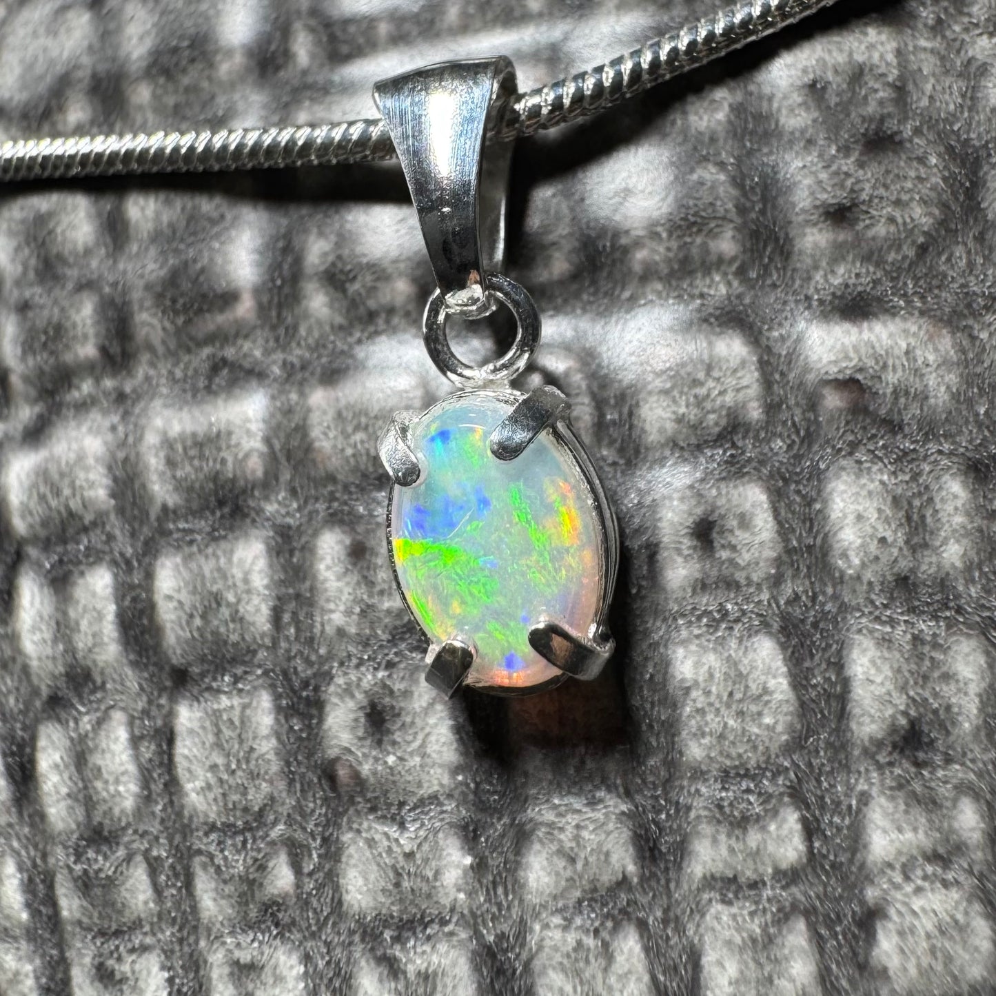 'Reef Radiance' ~ Handcrafted 0.6ct Solid Lightning Ridge Opal Sterling Silver Pendant