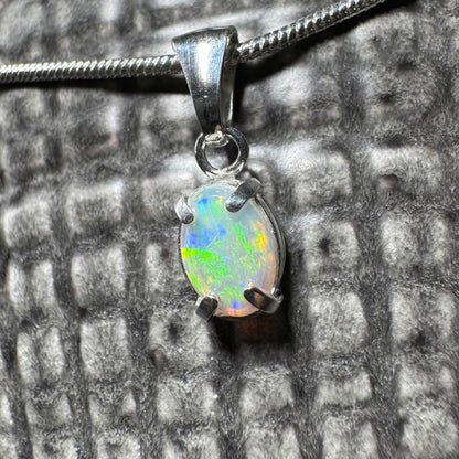 'Reef Radiance' ~ Handcrafted 0.6ct Solid Lightning Ridge Opal Sterling Silver Pendant