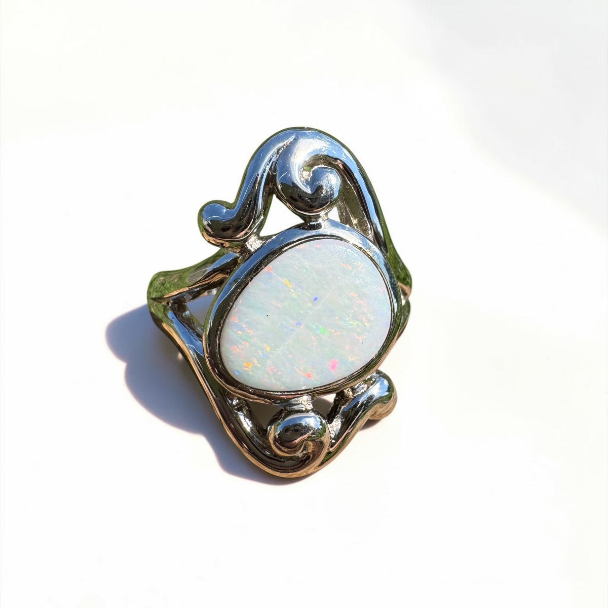 1.3ct Coober Pedy Opal Ring ~ 'Cooktown Colour' | 925 Sterling Silver | Solid Australian Opal