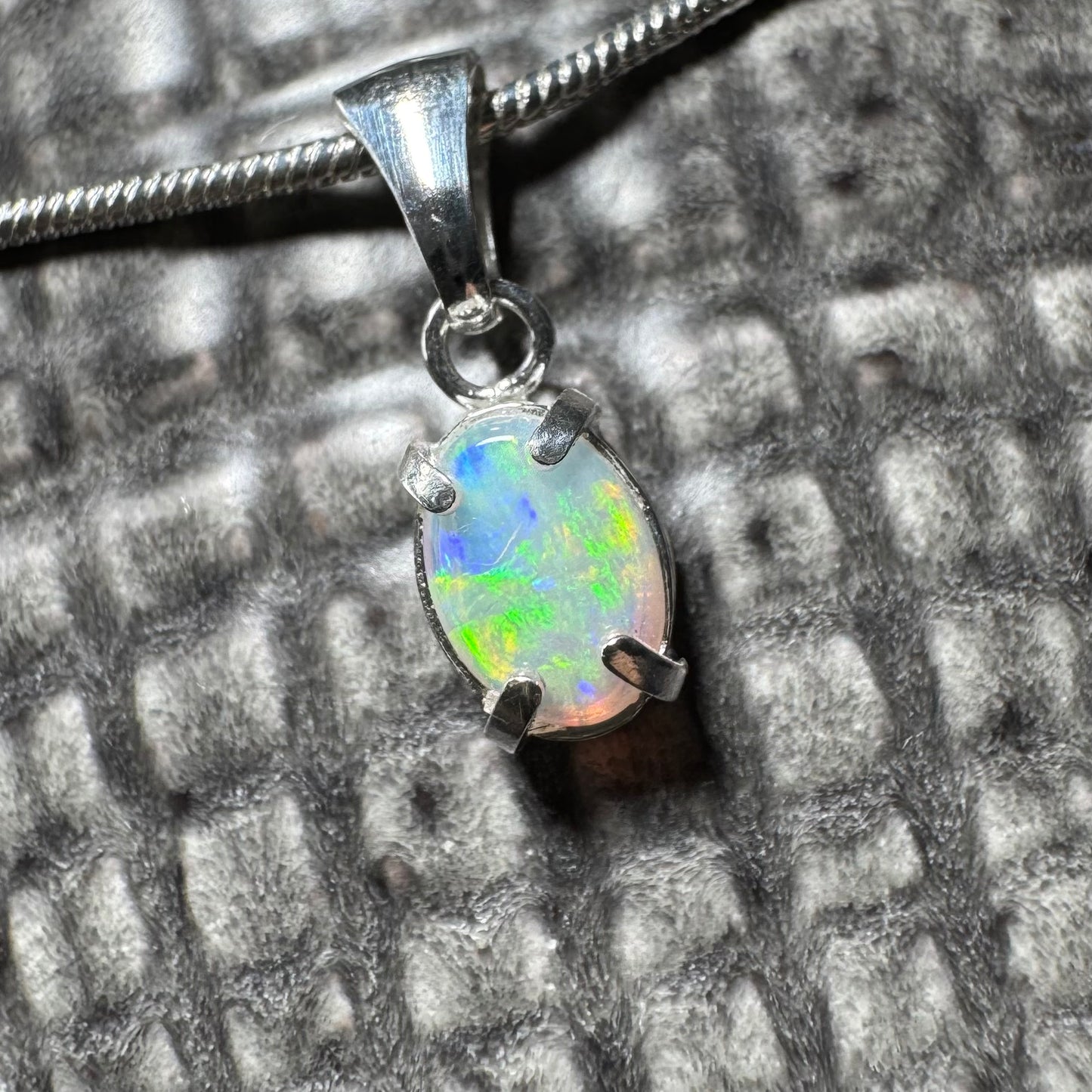 'Reef Radiance' ~ Handcrafted 0.6ct Solid Lightning Ridge Opal Sterling Silver Pendant