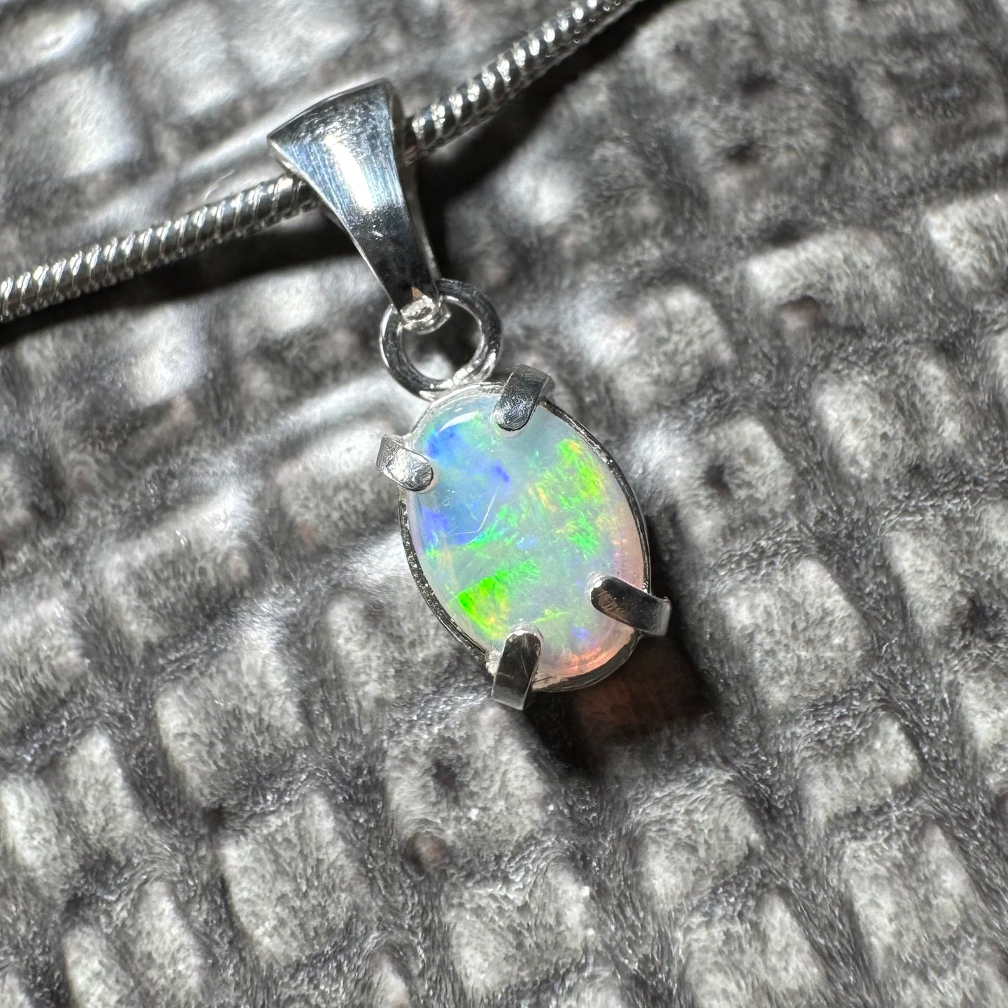 'Reef Radiance' ~ Handcrafted 0.6ct Solid Lightning Ridge Opal Sterling Silver Pendant