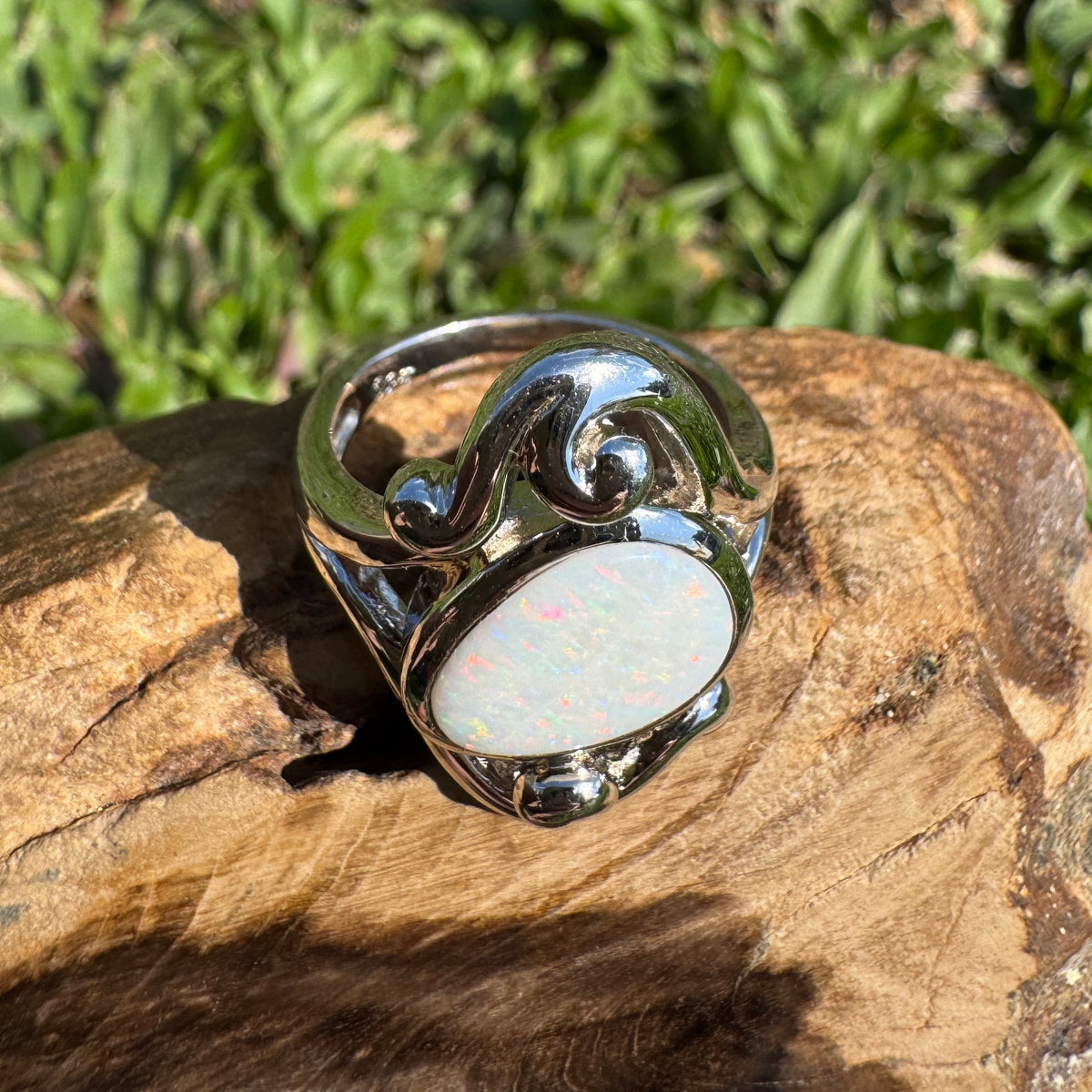 1.3ct Coober Pedy Opal Ring ~ 'Cooktown Colour' | 925 Sterling Silver | Solid Australian Opal