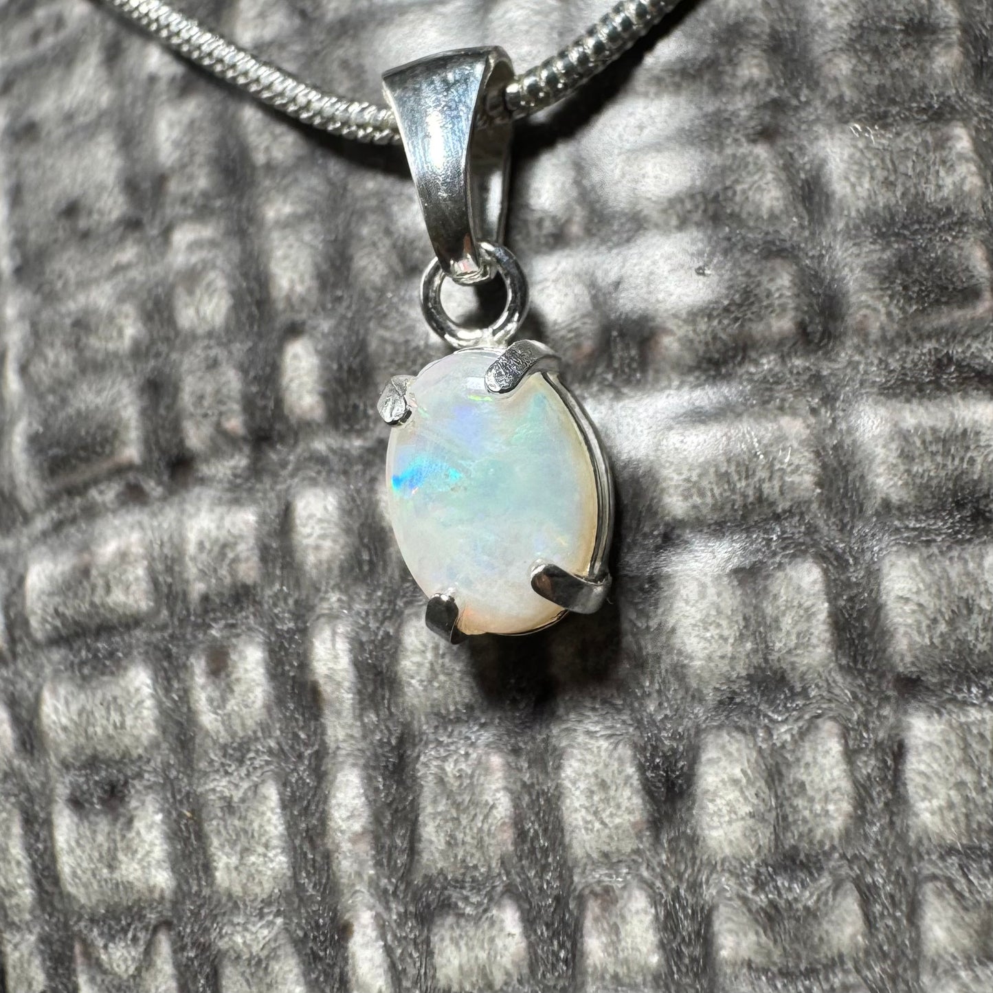 'Blue Gum Radiance' ~ Handcrafted 0.6ct Solid Coober Pedy Opal Sterling Silver Pendant Necklace