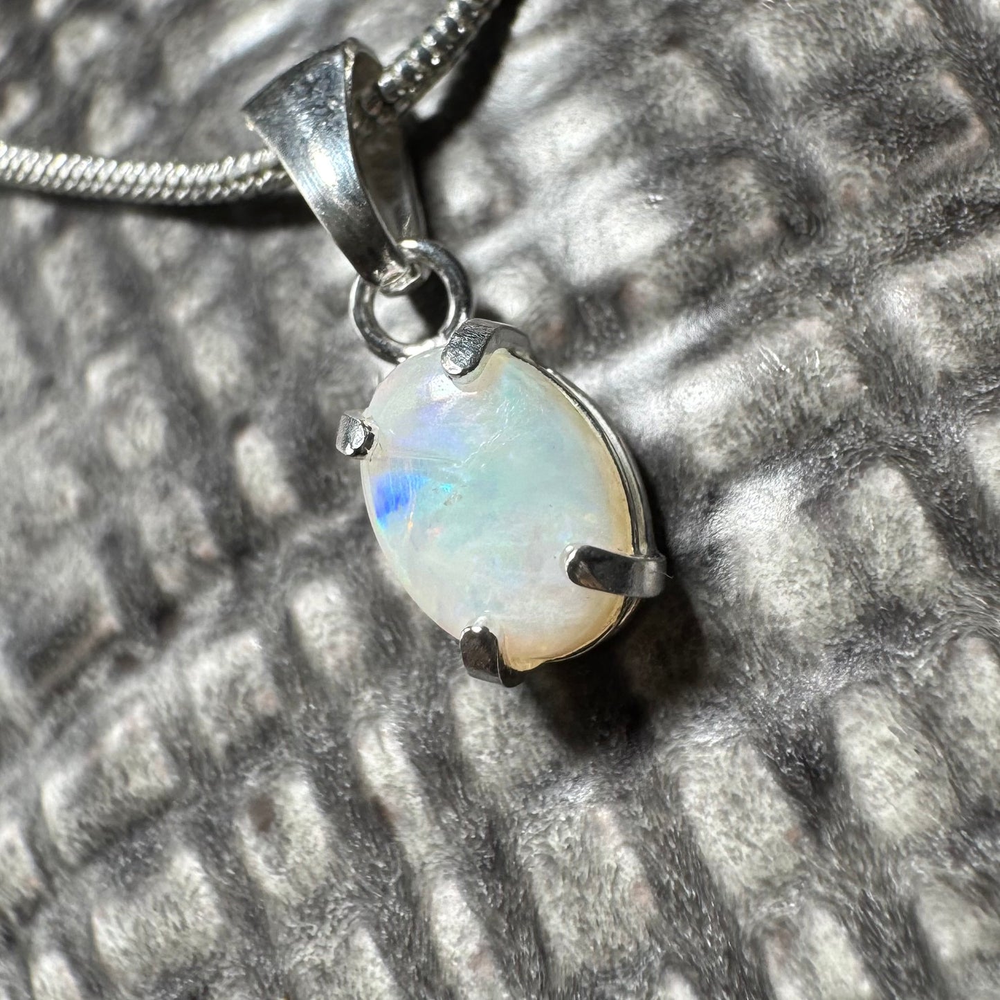 'Blue Gum Radiance' ~ Handcrafted 0.6ct Solid Coober Pedy Opal Sterling Silver Pendant Necklace