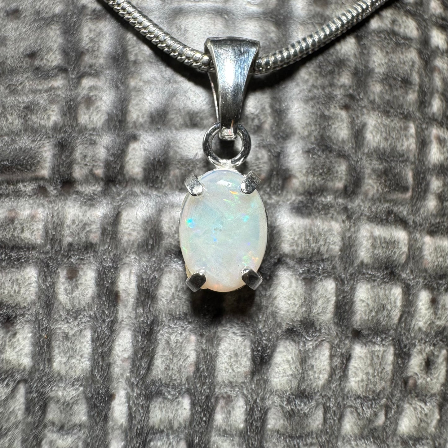 'Blue Gum Radiance' ~ Handcrafted 0.6ct Solid Coober Pedy Opal Sterling Silver Pendant Necklace