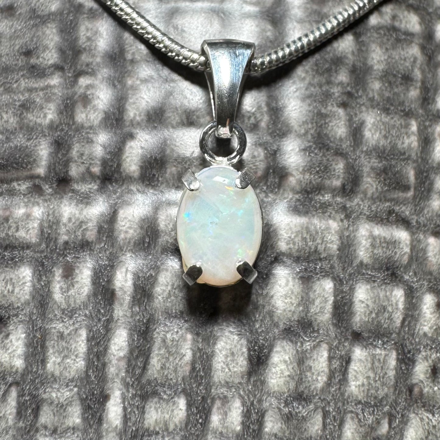 'Blue Gum Radiance' ~ Handcrafted 0.6ct Solid Coober Pedy Opal Sterling Silver Pendant Necklace