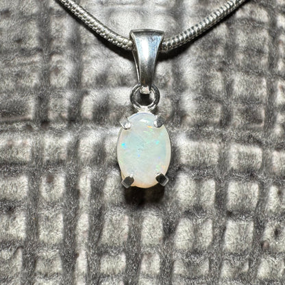 'Blue Gum Radiance' ~ Handcrafted 0.6ct Solid Coober Pedy Opal Sterling Silver Pendant Necklace