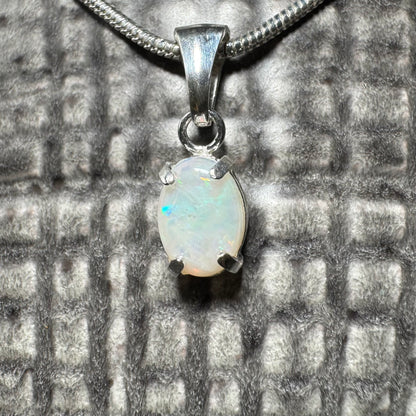 'Blue Gum Radiance' ~ Handcrafted 0.6ct Solid Coober Pedy Opal Sterling Silver Pendant Necklace