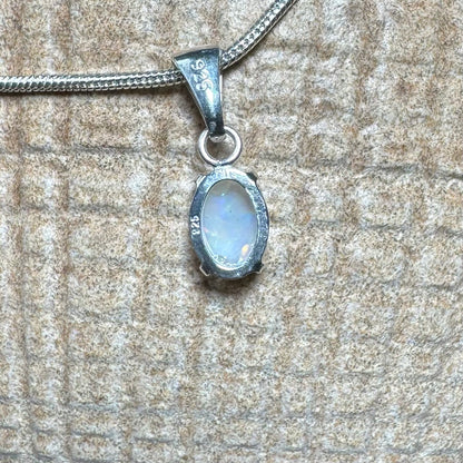 'Blue Gum Radiance' ~ Handcrafted 0.6ct Solid Coober Pedy Opal Sterling Silver Pendant Necklace