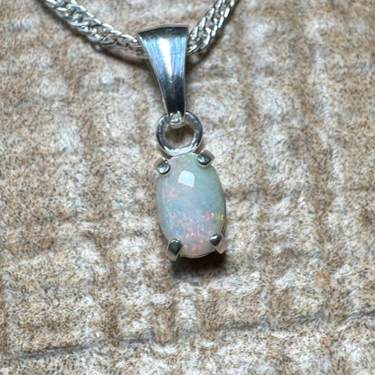 'MacDonnell Magic' ~ Handcrafted 0.6ct Solid Coober Pedy Opal Sterling Silver Pendant Necklace