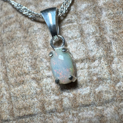 'MacDonnell Magic' ~ Handcrafted 0.6ct Solid Coober Pedy Opal Sterling Silver Pendant Necklace