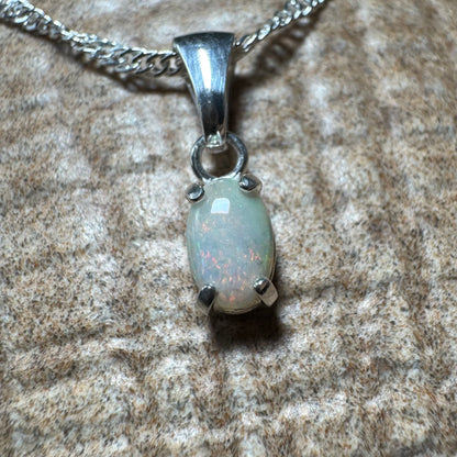 'MacDonnell Magic' ~ Handcrafted 0.6ct Solid Coober Pedy Opal Sterling Silver Pendant Necklace