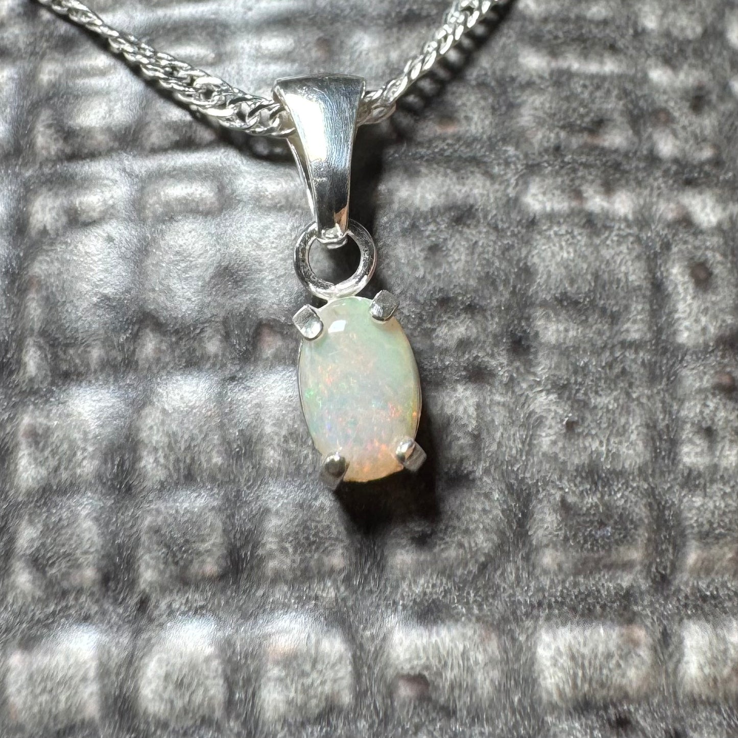 'MacDonnell Magic' ~ Handcrafted 0.6ct Solid Coober Pedy Opal Sterling Silver Pendant Necklace