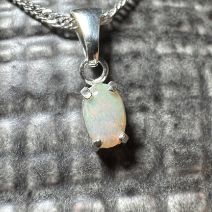 'MacDonnell Magic' ~ Handcrafted 0.6ct Solid Coober Pedy Opal Sterling Silver Pendant Necklace