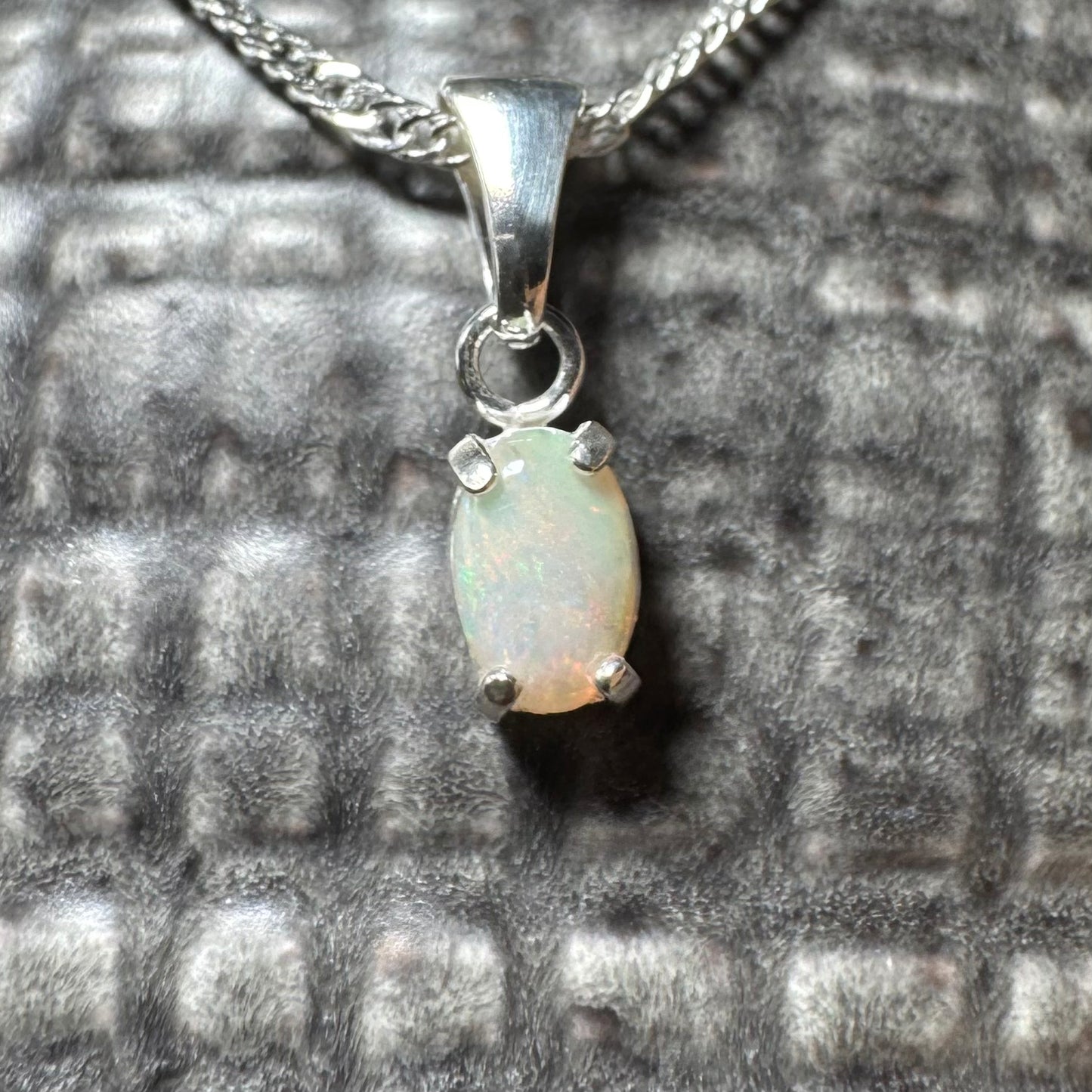 'MacDonnell Magic' ~ Handcrafted 0.6ct Solid Coober Pedy Opal Sterling Silver Pendant Necklace