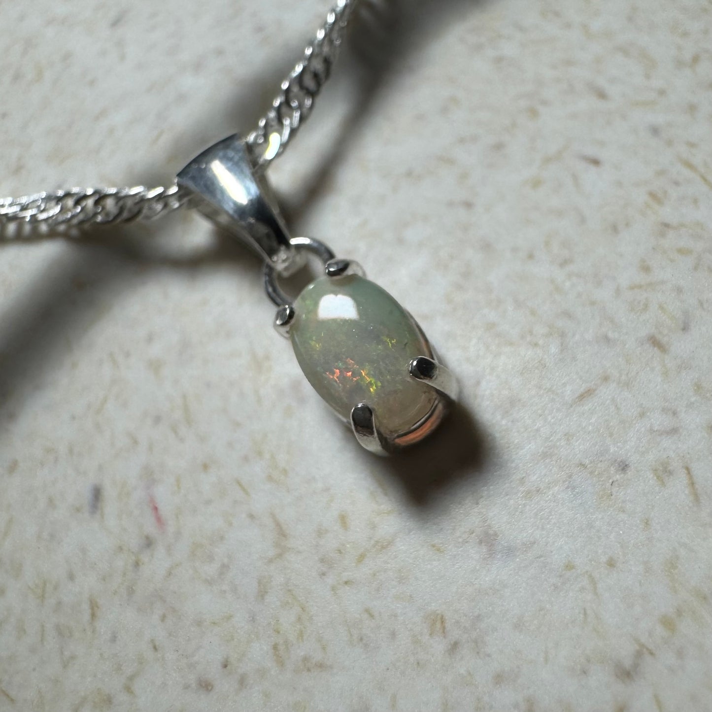 'MacDonnell Magic' ~ Handcrafted 0.6ct Solid Coober Pedy Opal Sterling Silver Pendant Necklace