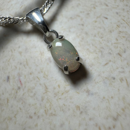 'MacDonnell Magic' ~ Handcrafted 0.6ct Solid Coober Pedy Opal Sterling Silver Pendant Necklace