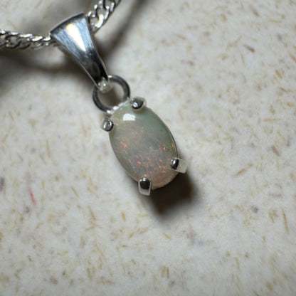 'MacDonnell Magic' ~ Handcrafted 0.6ct Solid Coober Pedy Opal Sterling Silver Pendant Necklace