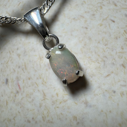 'MacDonnell Magic' ~ Handcrafted 0.6ct Solid Coober Pedy Opal Sterling Silver Pendant Necklace