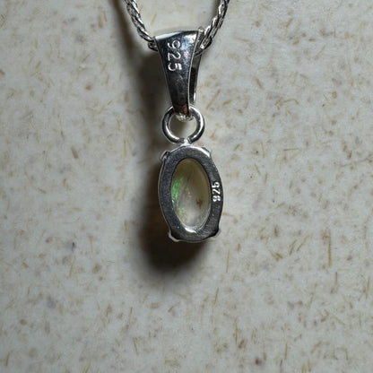 'MacDonnell Magic' ~ Handcrafted 0.6ct Solid Coober Pedy Opal Sterling Silver Pendant Necklace