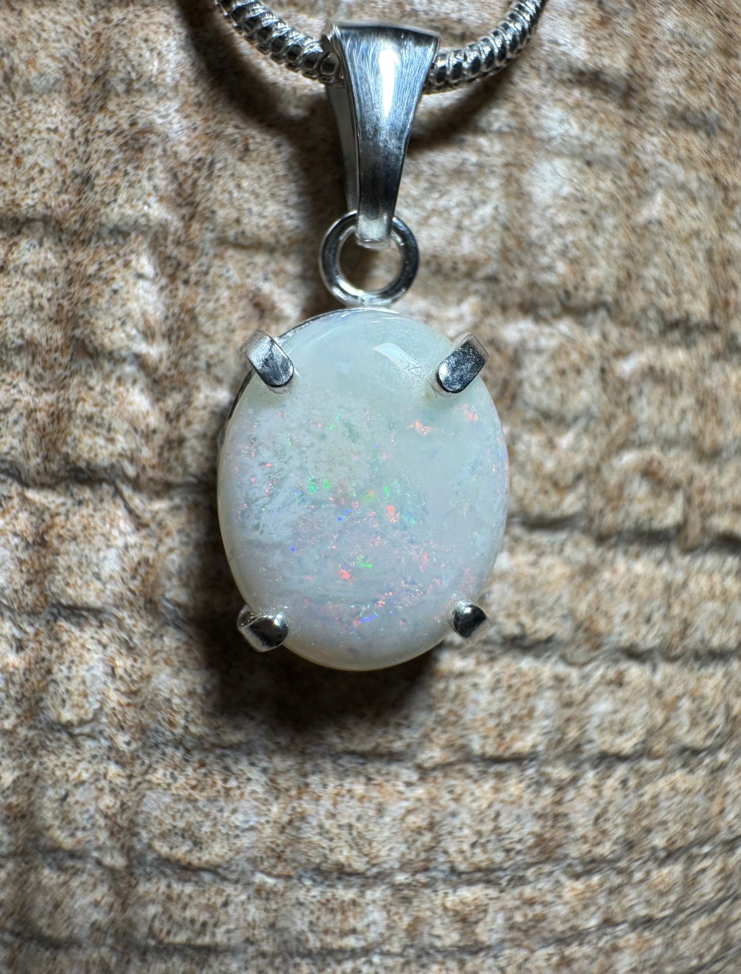 'Banksia Glow' ~ Handcrafted 1.4ct Solid Coober Pedy Opal Sterling Silver Pendant Necklace