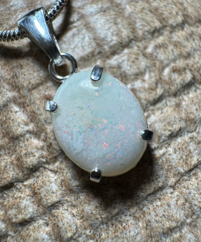 'Banksia Glow' ~ Handcrafted 1.4ct Solid Coober Pedy Opal Sterling Silver Pendant Necklace