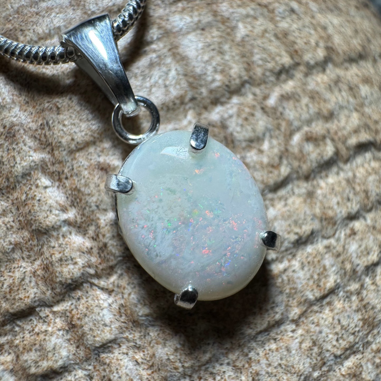 'Banksia Glow' ~ Handcrafted 1.4ct Solid Coober Pedy Opal Sterling Silver Pendant Necklace